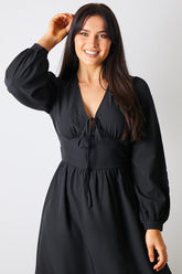 Tie Front Waist Detail Midi Dress