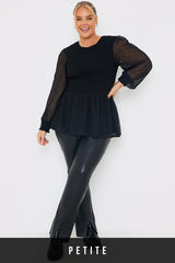 PU Split Hem Flare Trousers