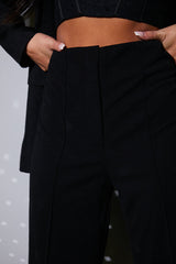 Wide Leg Seam Front Tailored Trouser