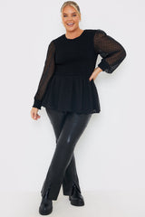 PU Split Hem Flare Trousers