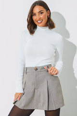 Herringbone Check Pleated Skort