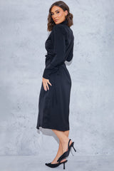 Wrap Collared Midi Dress
