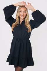 Ruffle Hem Mini Shirt Dress