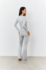 Sculpting Fold Over Waistband Flare Leg Trouser