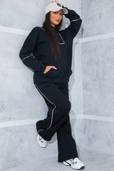 Contrast Binding Zip Longline Sweat
