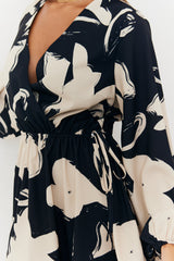 Wrap Puff Sleeve Mini Skater Dress