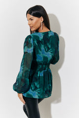 Ruched Printed Blouse