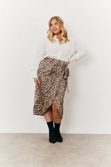 Leopard Wrap Midi Skirt
