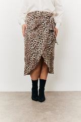 Leopard Wrap Midi Skirt