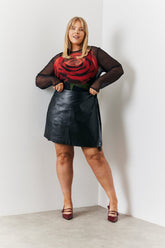 Wrap Leather Look Mini Skirt
