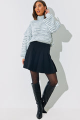 High Neck Frill Sleeve Knit Jumper