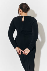 Magic Sculpting Scoop Neck Long Sleeve Ruched Midaxi Dress