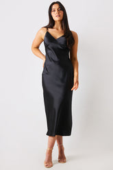 Satin Plunge Midaxi Dress