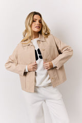 Stone Button Front Pocket Detail Jacket