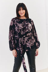 Floral Tie Waist Blouse