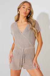 Metallic Knit Drawstring Playsuit