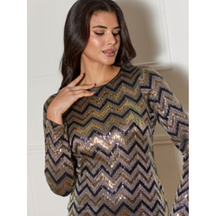 Long Sleeve Sequin Mini Dress in Multi