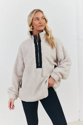 Half Zip Borg Pull Over Jacket