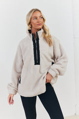 Half Zip Borg Pull Over Jacket