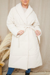 Recycled Belted Longline Lapel Collar Puffer