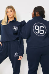 Half Zip '96' Printed Toggle Sweater