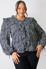 Printed Ruffle Blouse
