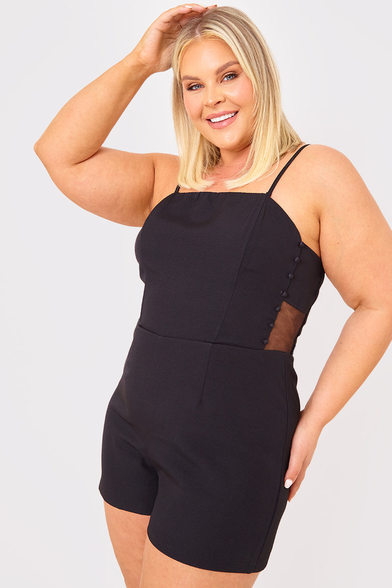 Mesh Insert Button Detail Playsuit