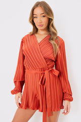 Plisse Wrap Playsuit