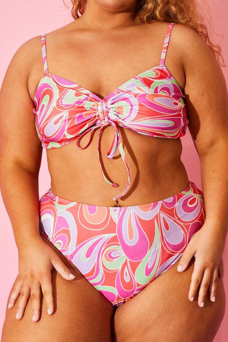 Abstract Print Bikini Top