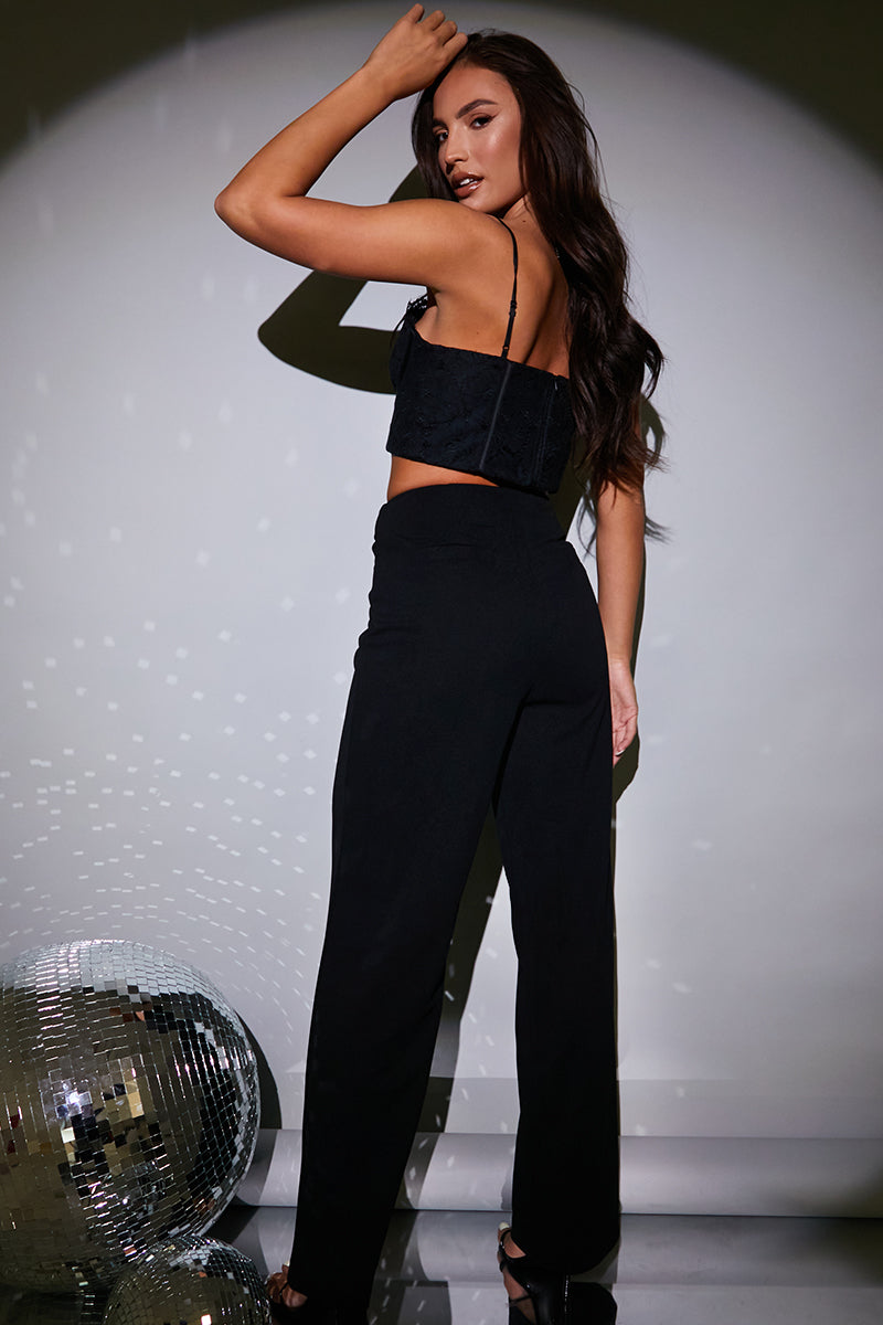 Wide Leg Seam Front Tailored Trouser