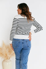 Rib Knit Button Up Stripe Cardigan