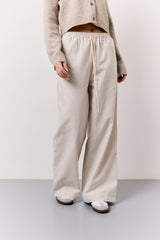 Stone Linen Look Stripe Trouser
