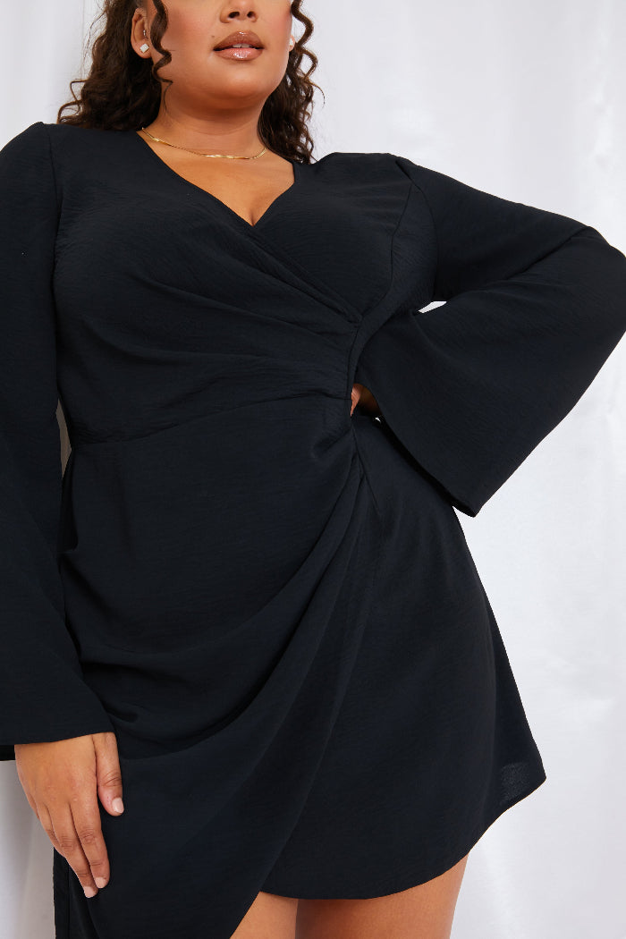 Satin Wrap Front Mini Dress