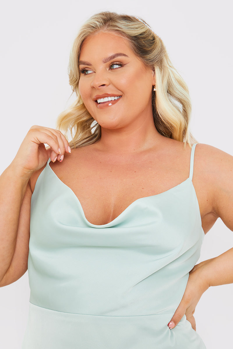 Satin Cowl Neck Maxi Dress