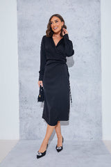Wrap Collared Midi Dress