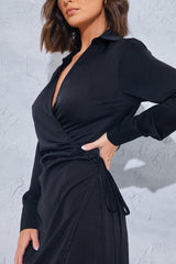 Wrap Collared Midi Dress