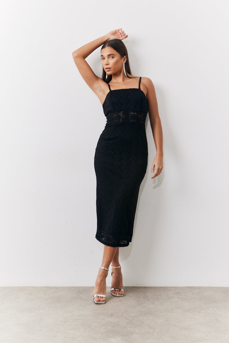 Lace Bandeau Midi Dress