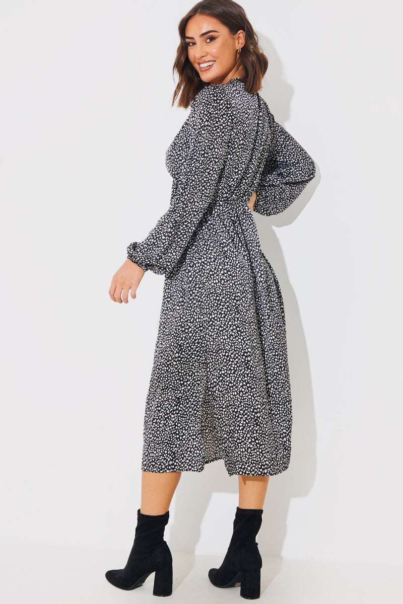 Animal Print Smock Midi Dress