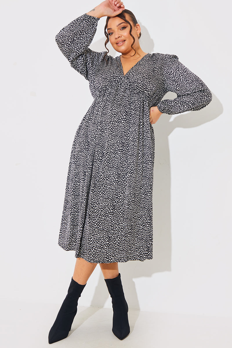 Animal Print Smock Midi Dress
