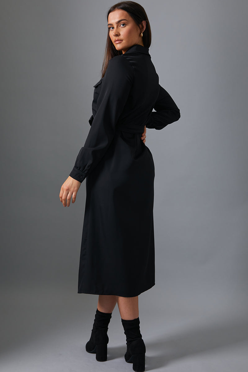 Button Up Belted Dress