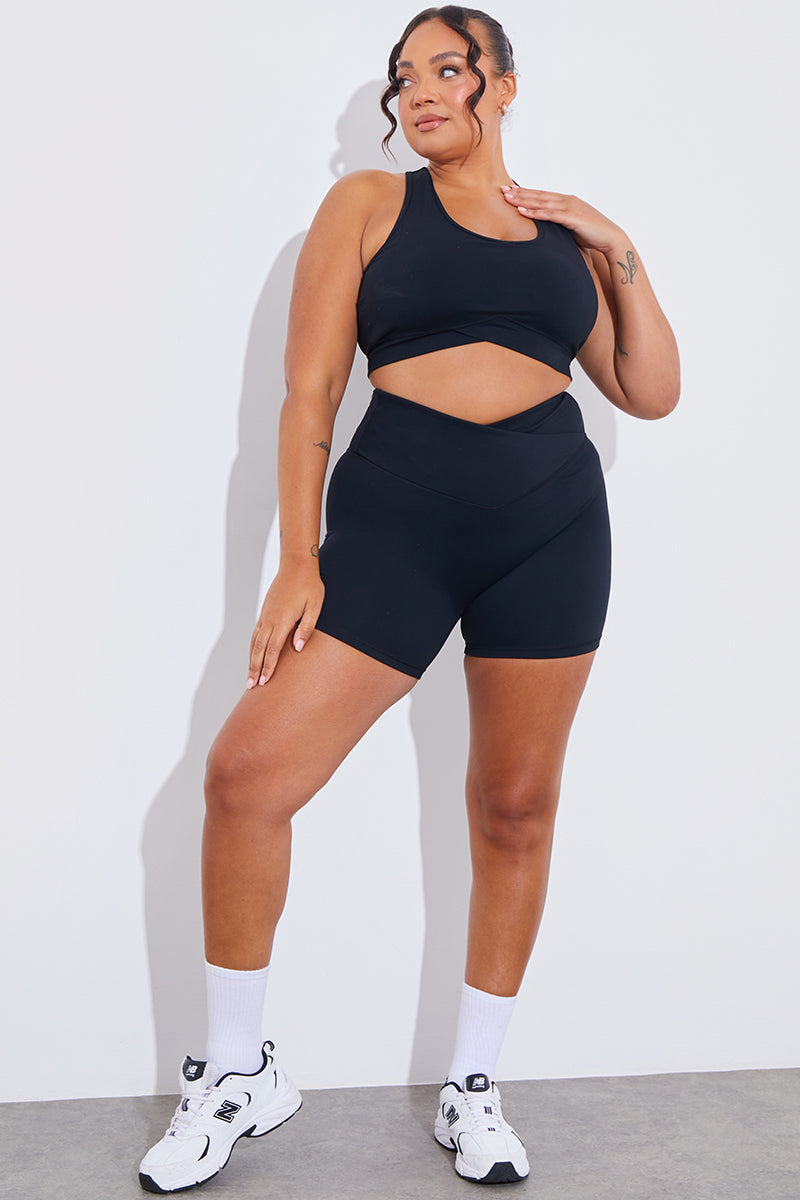 Soft Touch Cross Over Band Detail Medium Support Sports Bra