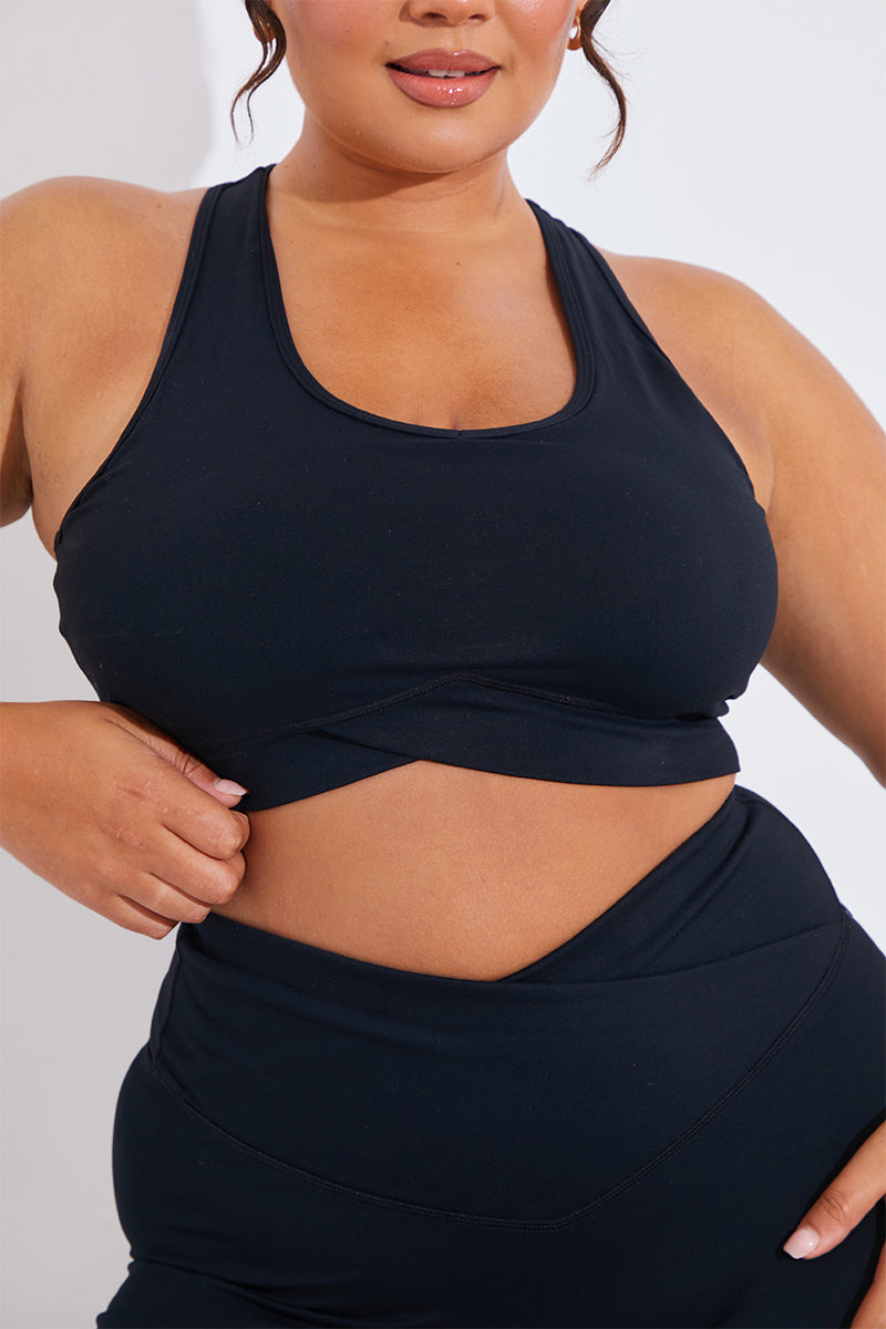 Soft Touch Cross Over Band Detail Medium Support Sports Bra
