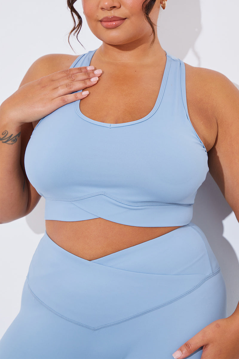 Soft Touch Cross over Band Detail Medium Support Sports Bra