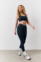 Indigo Blue Contrast Piping Co-Ord Wrap Leggings