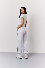 Grey Marl Fits Side Stripe Cuffed Co-Ord Jogger