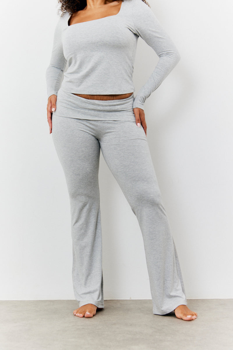 Sculpting Fold Over Waistband Flare Leg Trouser