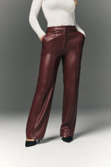 Perfect Sculpting High Waisted Leather Look Straight Leg Trouser