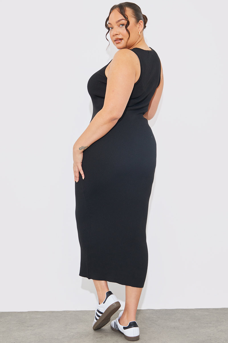 Rib Knit Scoop Neck Maxi Dress