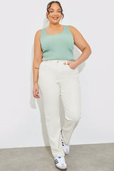 Rib Knit Scoop Neck Top