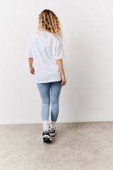 White Fits Pilates Graphic Oversized T-Shirt